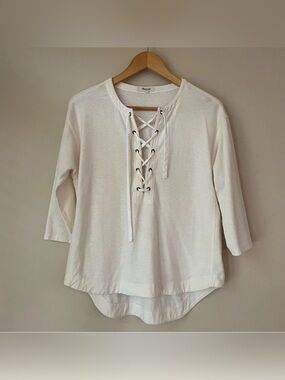 MADEWELL Libra 3/4 Sleeve Lace Up Tunic Top Women’s XS
